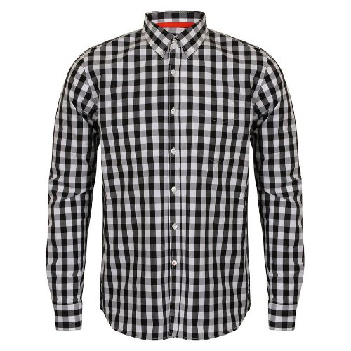 Front Row Checked Cotton Shirt Black Check